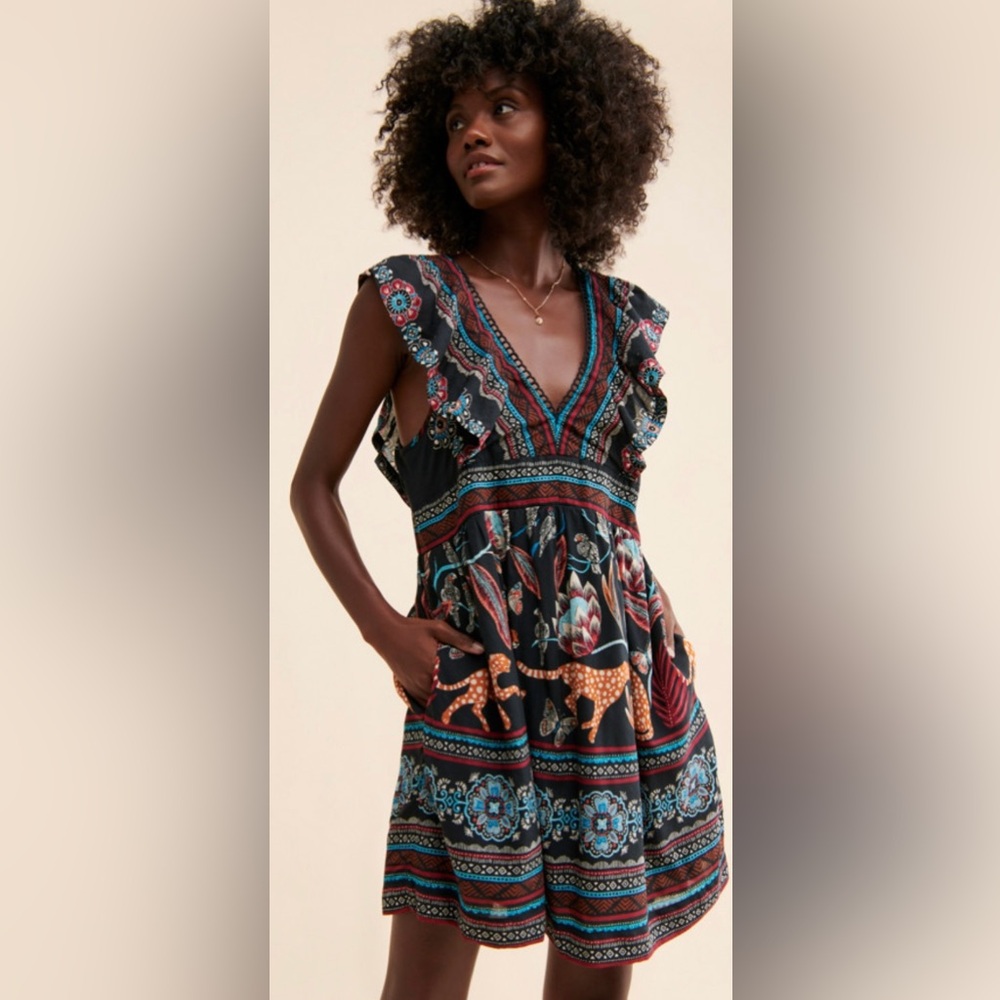 Anthropologie Plunge Tunic Mini-Dress